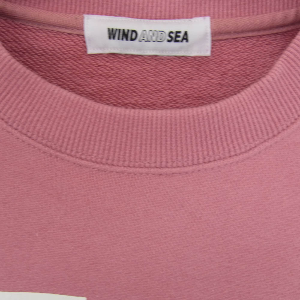 WIND AND SEA ウィンダンシー ロゴ コットン クルーネック スウェット ピンク系 M【中古】