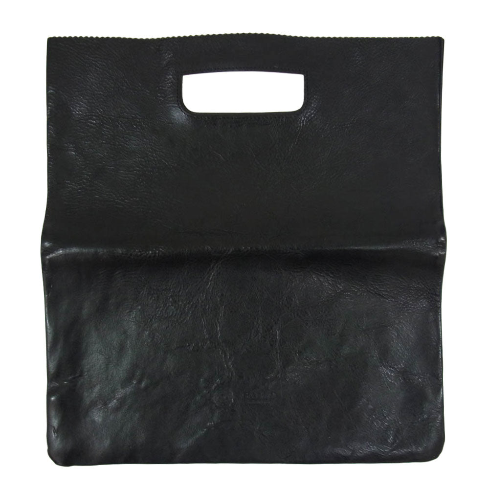 GANZO ガンゾ サケット2 クラッチバッグ レザー セカンドバッグ L ブラック系【中古】