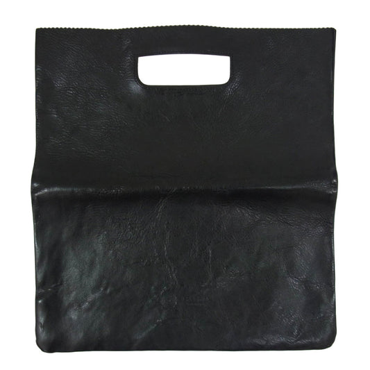 GANZO ガンゾ サケット2 クラッチバッグ レザー セカンドバッグ L ブラック系【中古】