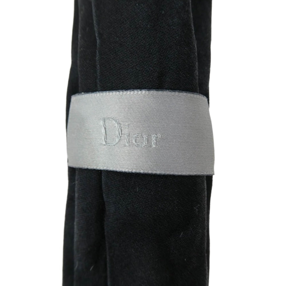 Dior ディオール Bee 青刺繍 総柄 シルク ネクタイ ブラック系【中古