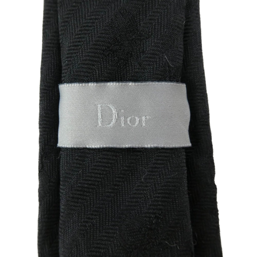 Dior ネクタイ ブラック ビー刺繍 Dior ディオール Bee 刺繍 総柄 シルク ネクタイ ブラック系【中古