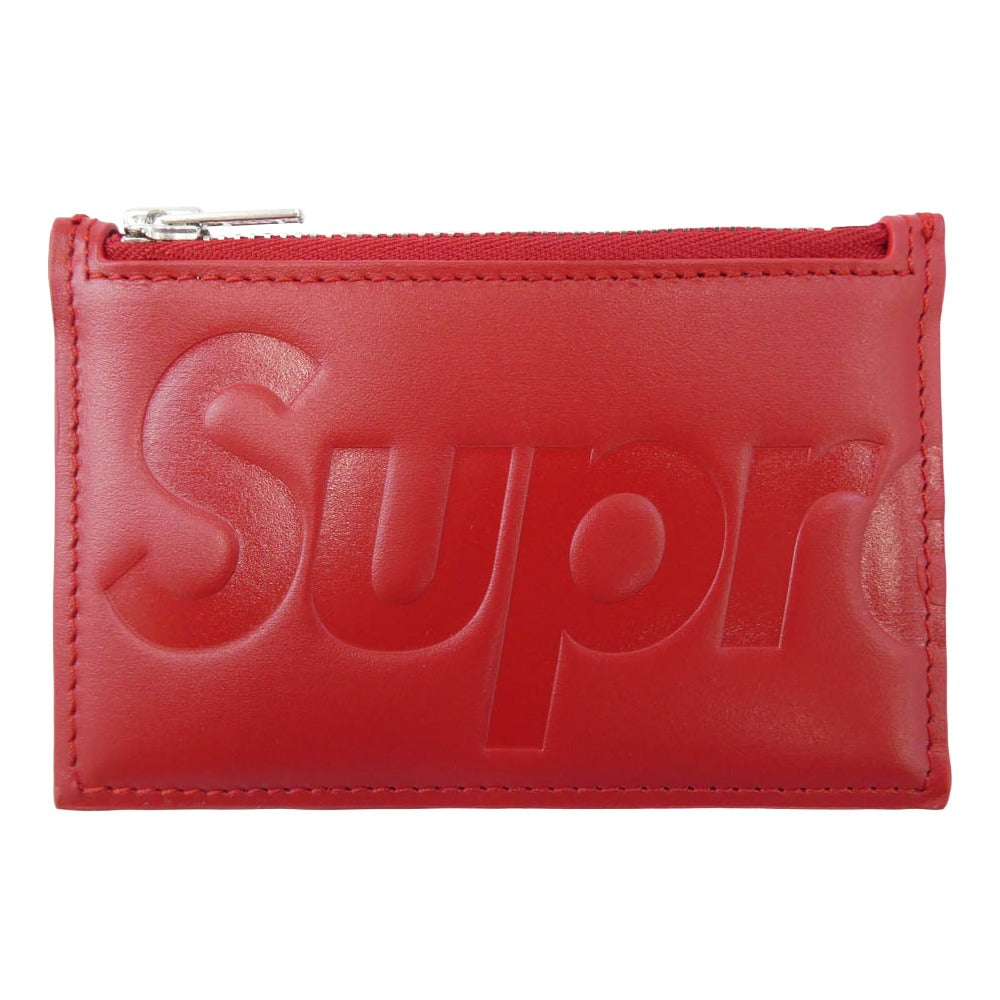 Supreme シュプリーム Leather Zip Card Holder レザー ジップ カード ホルダー ケース レッド系【極上美品】【中古】