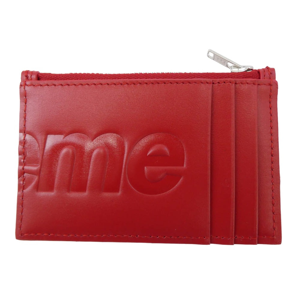 Supreme シュプリーム Leather Zip Card Holder レザー ジップ カード ホルダー ケース レッド系【極上美品】【中古】