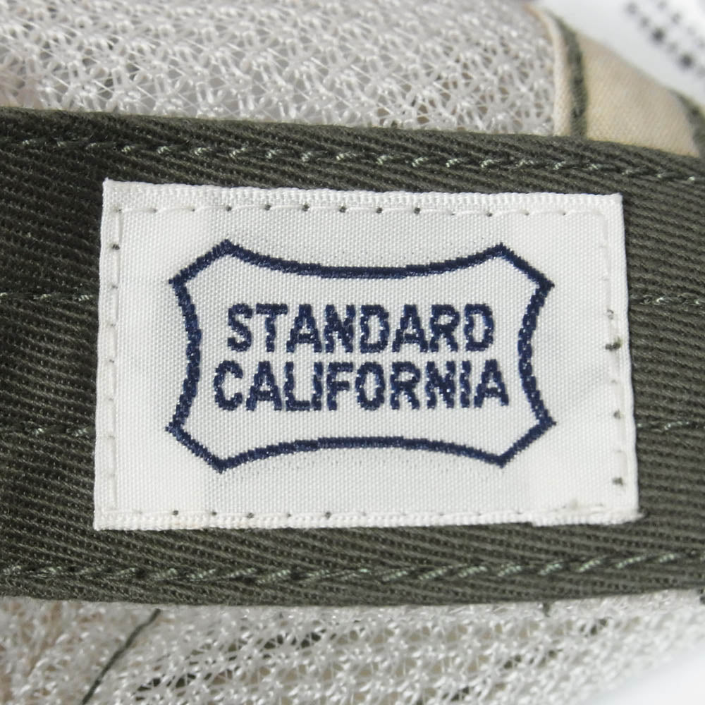 STANDARD CALIFORNIA スタンダードカリフォルニア ロゴ刺繍 メッシュ トラッカー キャップ 帽子 モスグリーン系【美品】【中古】