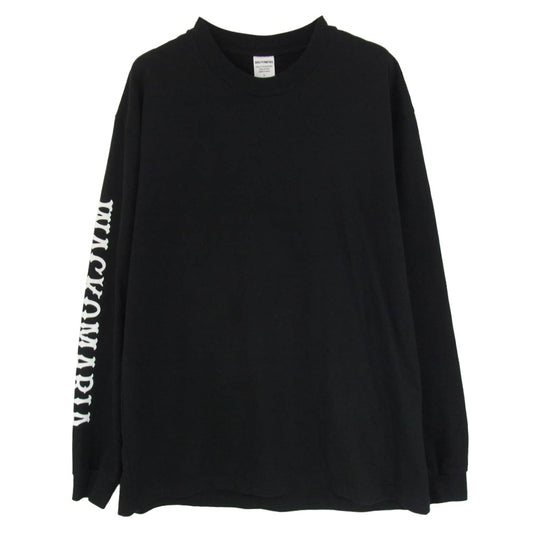 WACKO MARIA ワコマリア WASHED HEAVY WEIGHT CREW NECK LONG SLEEVE T-SHIRT TYPE-2 ウォッシュド ヘビーウェイト 袖プリント ロゴ刺繍 クルーネック 長袖 ロンT ブラック系 L【中古】