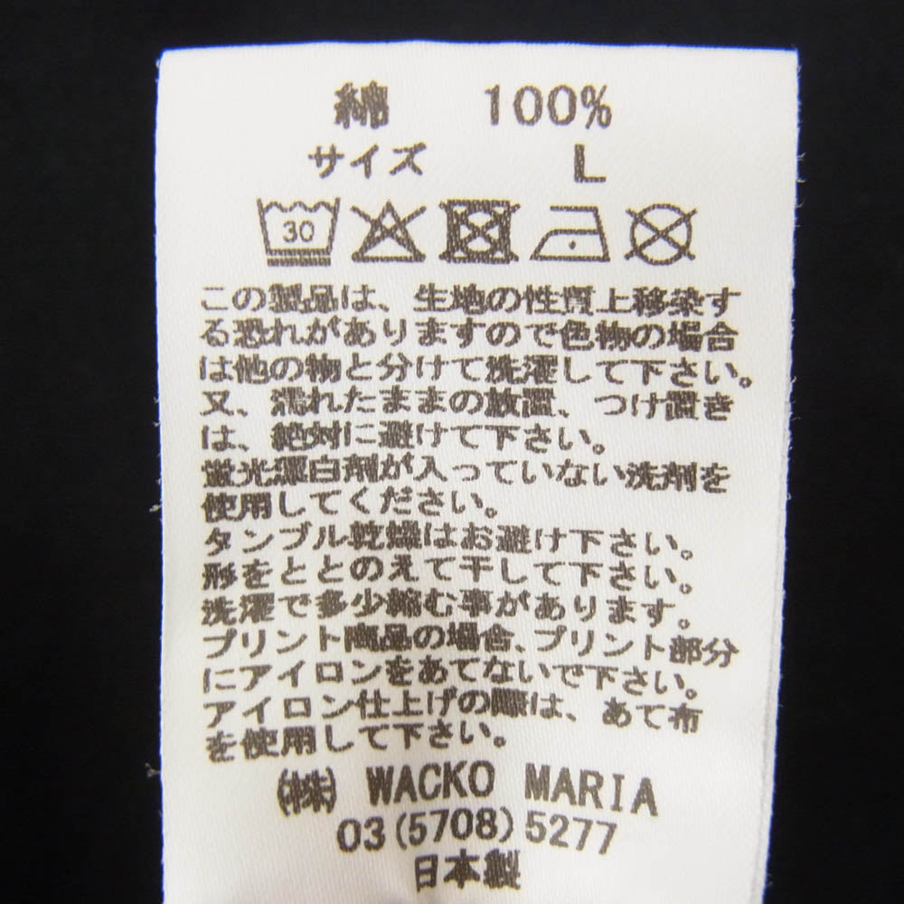 WACKO MARIA ワコマリア WASHED HEAVY WEIGHT CREW NECK LONG SLEEVE T-SHIRT TYPE-2 ウォッシュド ヘビーウェイト 袖プリント ロゴ刺繍 クルーネック 長袖 ロンT ブラック系 L【中古】
