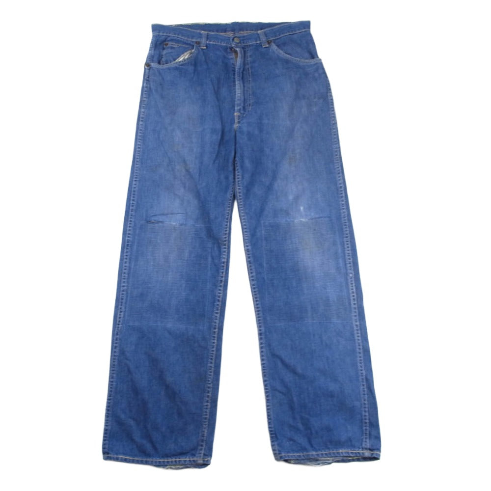 Levi's リーバイス Vintage ヴィンテージ 60s～70s 白タグ BIG E 不均等V Scovill社製 GRIPPER ZIP シャンブレー ストレート ジップパンツ ボタン裏刻印15 インディゴブルー系【中古】