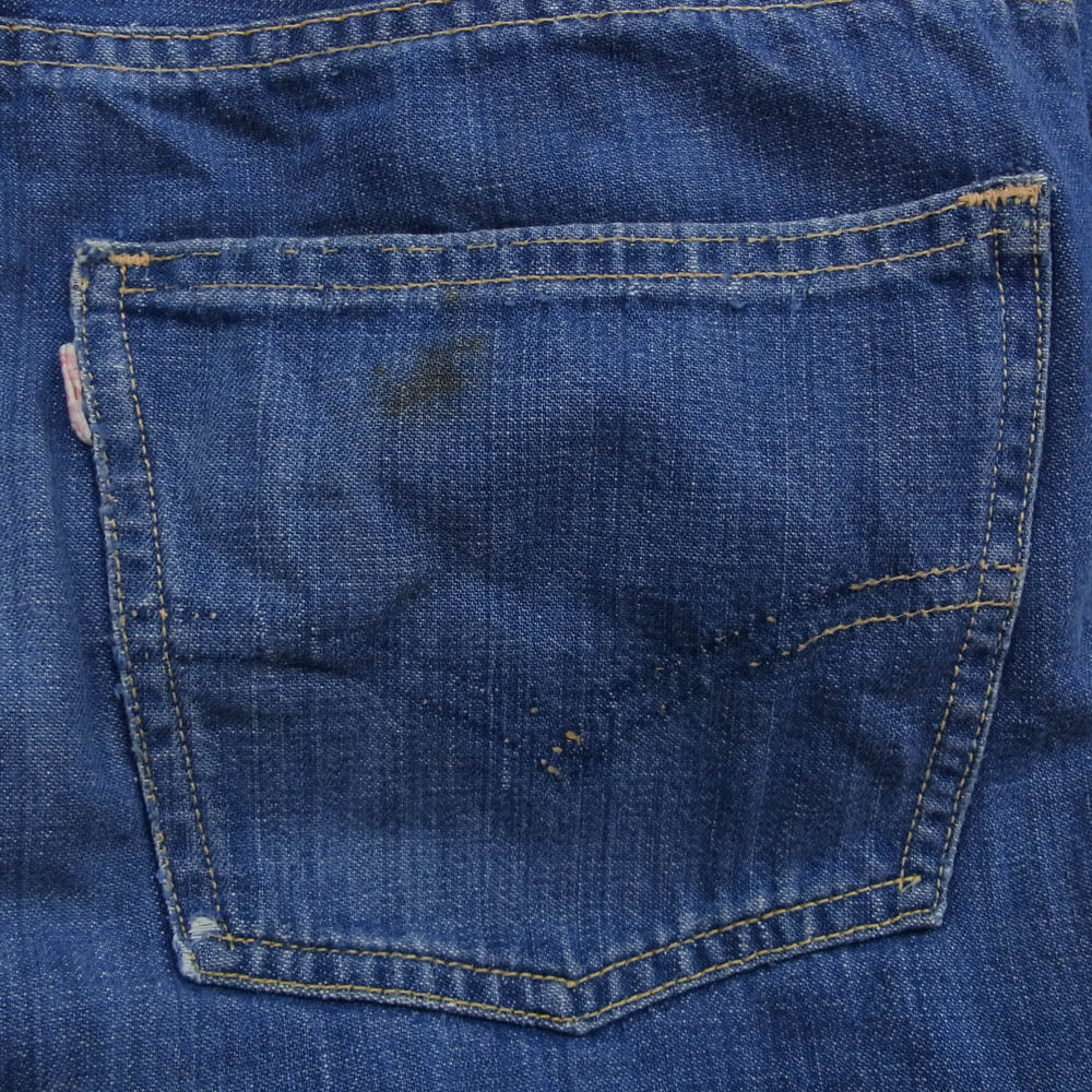 Levi's リーバイス Vintage ヴィンテージ 60s～70s 白タグ BIG E 不均等V Scovill社製 GRIPPER ZIP シャンブレー ストレート ジップパンツ ボタン裏刻印15 インディゴブルー系【中古】