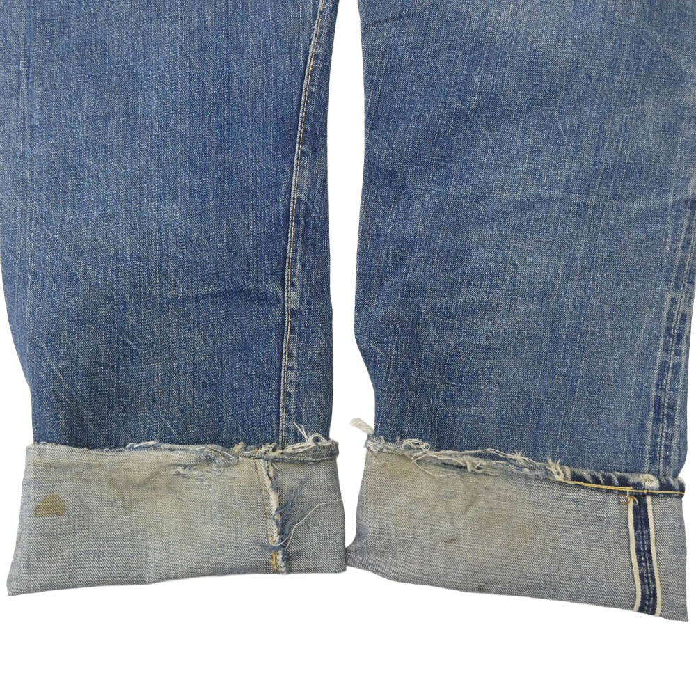 Levi's リーバイス Vintage ヴィンテージ 60s 501 ボタンフライ セルビッジ ストレート デニムパンツ 両面BIG E タグ 不均等Ⅴ 足長Rボタン フロントVステッチ ボタン裏刻印4 インディゴブルー系 サイズ表記なし【中古】