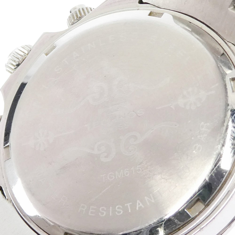 TECHNOS テクノス TGM615 クロノグラフ 黒文字盤 ステンレス製 クォーツ 腕時計 シルバー系【中古】