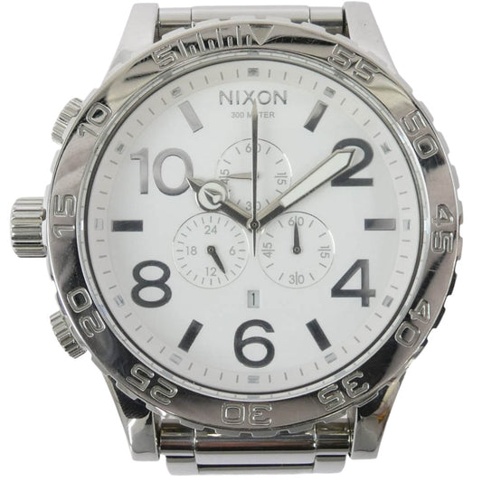 NIXON ニクソン A083-488 THE 51-30 CHRONO クロノグラフ ステンレス製 ハイポリッシュ クォーツ ウォッチ 腕時計 シルバー系 ホワイト系【中古】