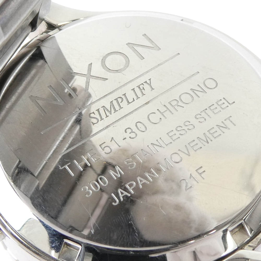 NIXON ニクソン A083-488 THE 51-30 CHRONO クロノグラフ ステンレス製 ハイポリッシュ クォーツ ウォッチ 腕時計 シルバー系 ホワイト系【中古】