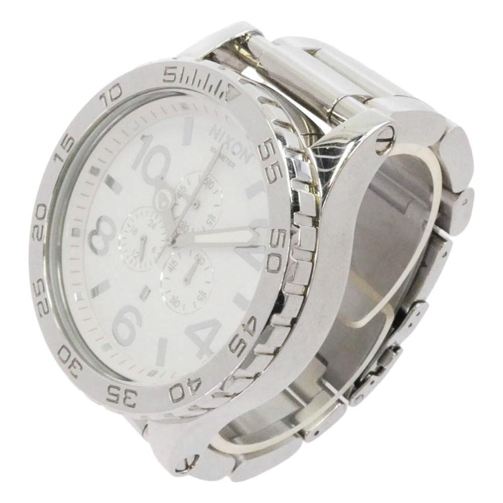 NIXON ニクソン A083-488 THE 51-30 CHRONO クロノグラフ ステンレス製 ハイポリッシュ クォーツ ウォッチ 腕時計 シルバー系 ホワイト系【中古】