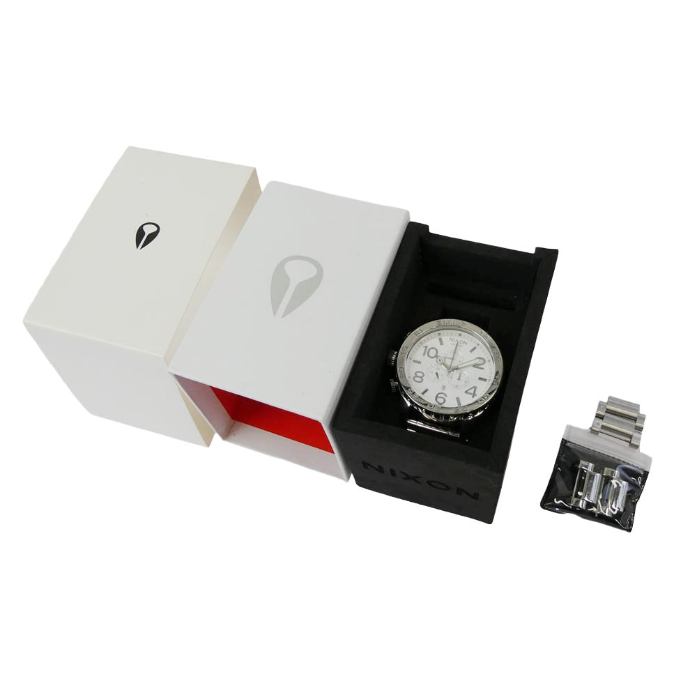 NIXON ニクソン A083-488 THE 51-30 CHRONO クロノグラフ ステンレス製 ハイポリッシュ クォーツ ウォッチ 腕時計 シルバー系 ホワイト系【中古】