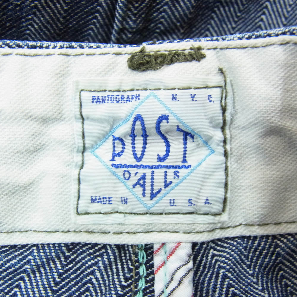 POST OVERALLS ポストオーバーオールズ ヘリンボーン ベイカー パンツ ブルー系 サイズ表記無【中古】