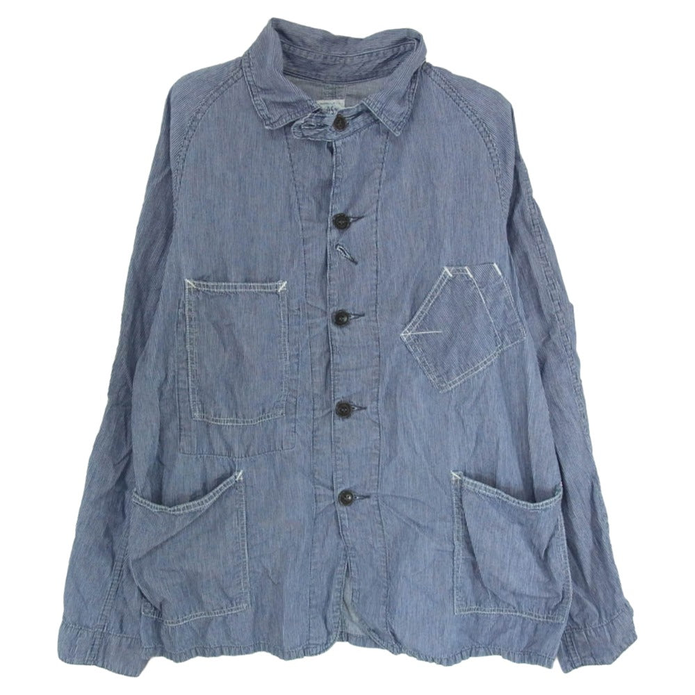 POST OVERALLS ポストオーバーオールズ ヒッコリー カバーオール ジャケット ブルー系 サイズ表記無【中古】