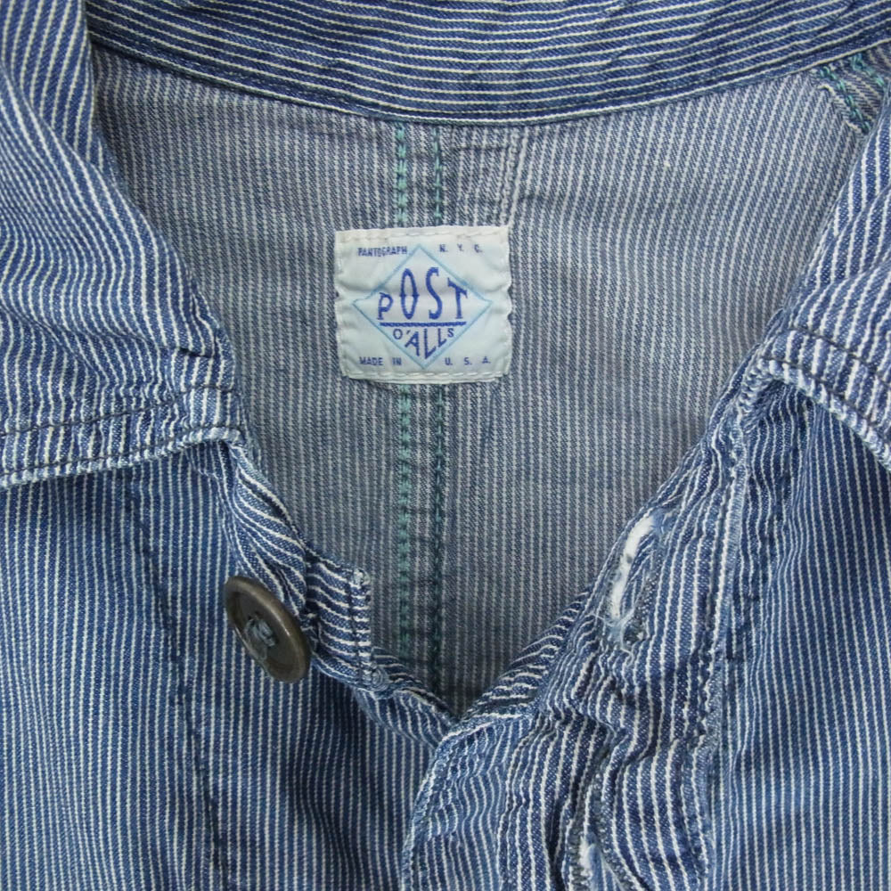 POST OVERALLS ポストオーバーオールズ ヒッコリー カバーオール ジャケット ブルー系 サイズ表記無【中古】