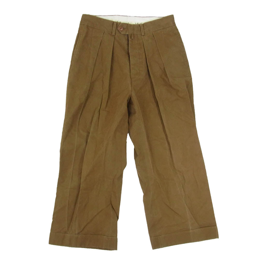 ニート コットン 2タック 裾ダブル トラウザー パンツ ブラウン系 44【中古】