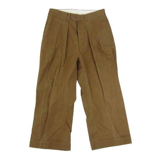 ニート コットン 2タック 裾ダブル トラウザー パンツ ブラウン系 44【中古】