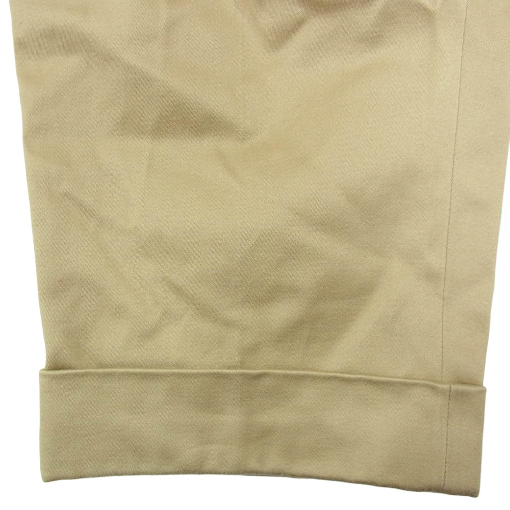 ニート コットン 2タック チノ 裾ダブル トラウザー パンツ ベージュ系 48【中古】