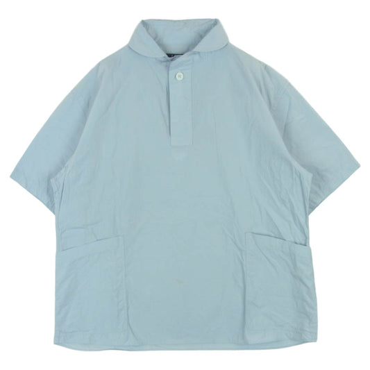 ロロ LS-419 プルオーバー 半袖 シャツ コットン 日本製 ライトブルー系 L【中古】