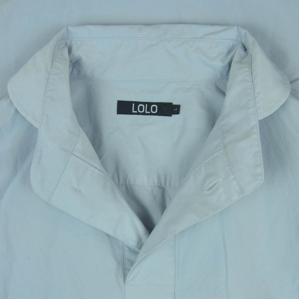 ロロ LS-419 プルオーバー 半袖 シャツ コットン 日本製 ライトブルー系 L【中古】