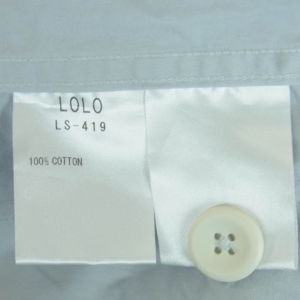 ロロ LS-419 プルオーバー 半袖 シャツ コットン 日本製 ライトブルー系 L【中古】