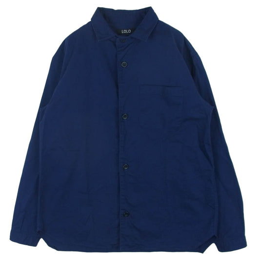 ロロ LS-395 コットン 長袖 シャツ 日本製 ネイビー系 M【中古】