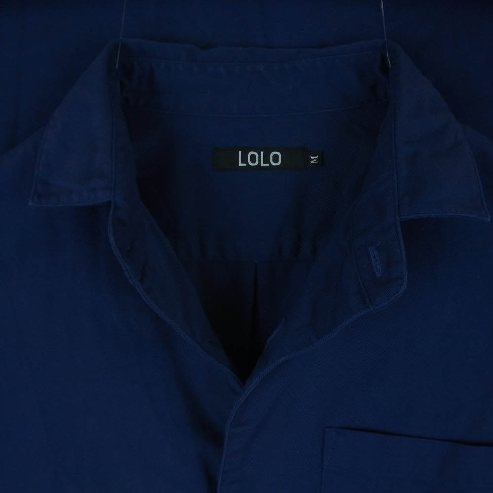 ロロ LS-395 コットン 長袖 シャツ 日本製 ネイビー系 M【中古】