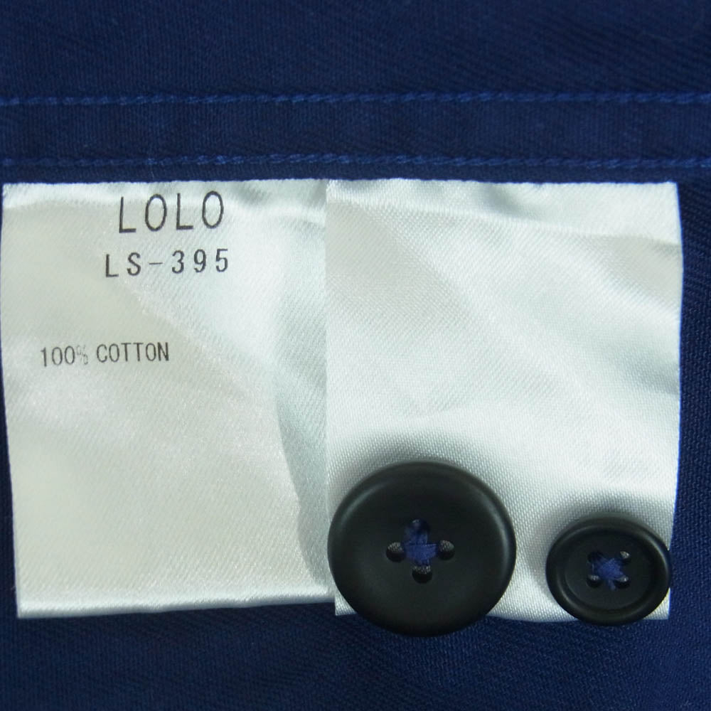 ロロ LS-395 コットン 長袖 シャツ 日本製 ネイビー系 M【中古】