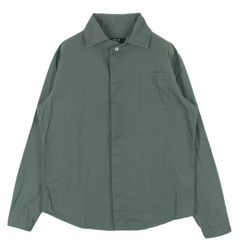 ロロ LS-89 長袖 比翼 シャツ コットン 日本製 グレー系 M【中古】