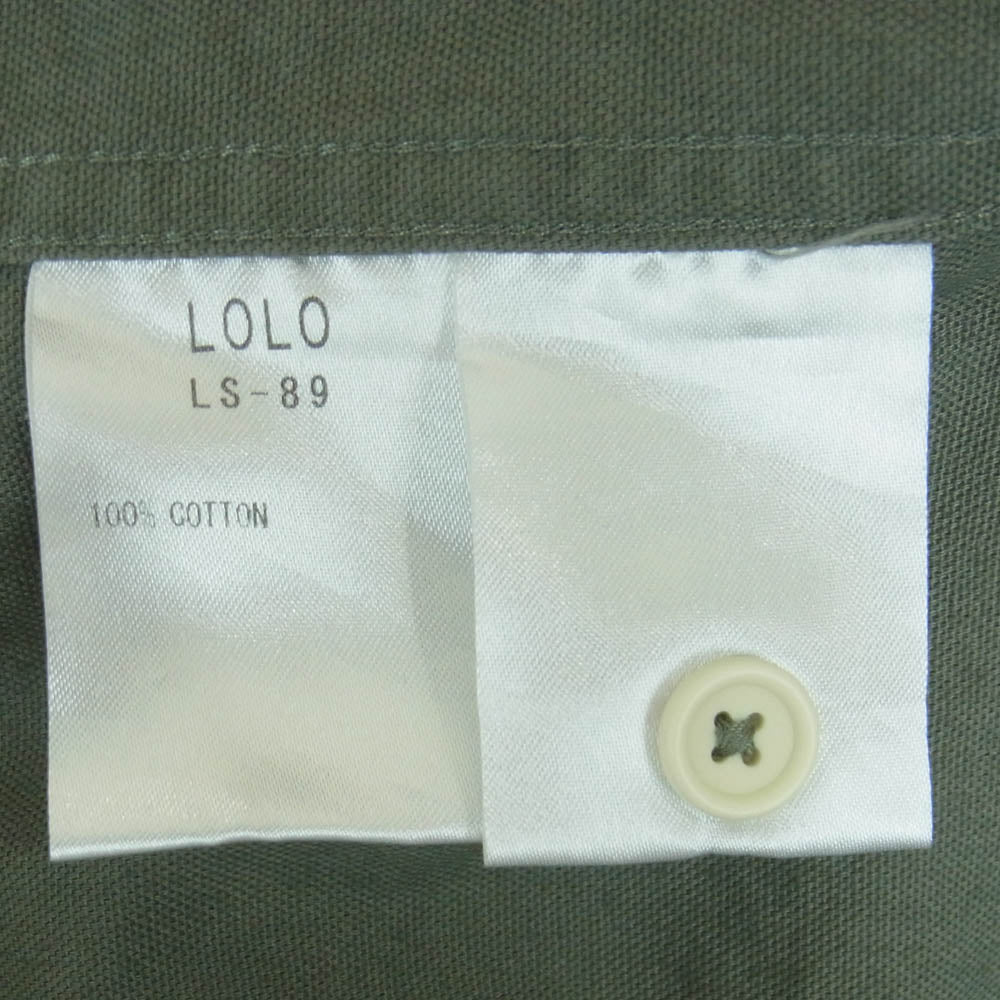 ロロ LS-89 長袖 比翼 シャツ コットン 日本製 グレー系 M【中古】