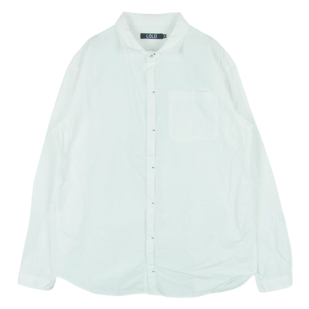 ロロ LS-387 コットン 比翼 長袖 シャツ 日本製 ホワイト系 M【中古】