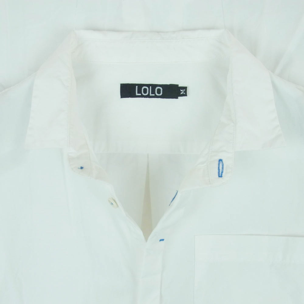 ロロ LS-387 コットン 比翼 長袖 シャツ 日本製 ホワイト系 M【中古】