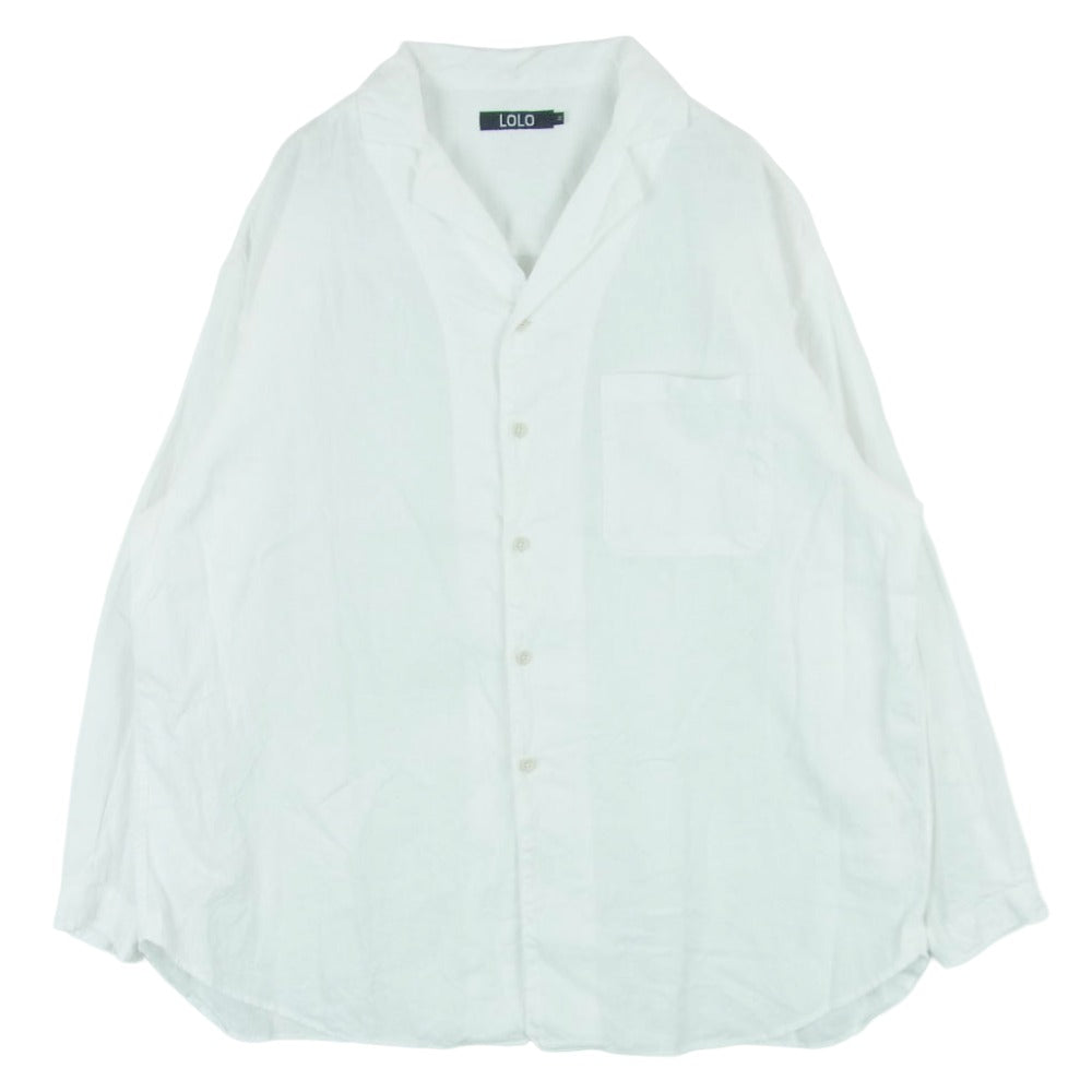 ロロ LS-417 コットン リネン 長袖 シャツ 日本製 ホワイト系 M【中古】