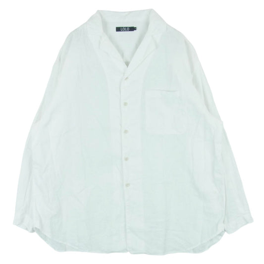 ロロ LS-417 コットン リネン 長袖 シャツ 日本製 ホワイト系 M【中古】