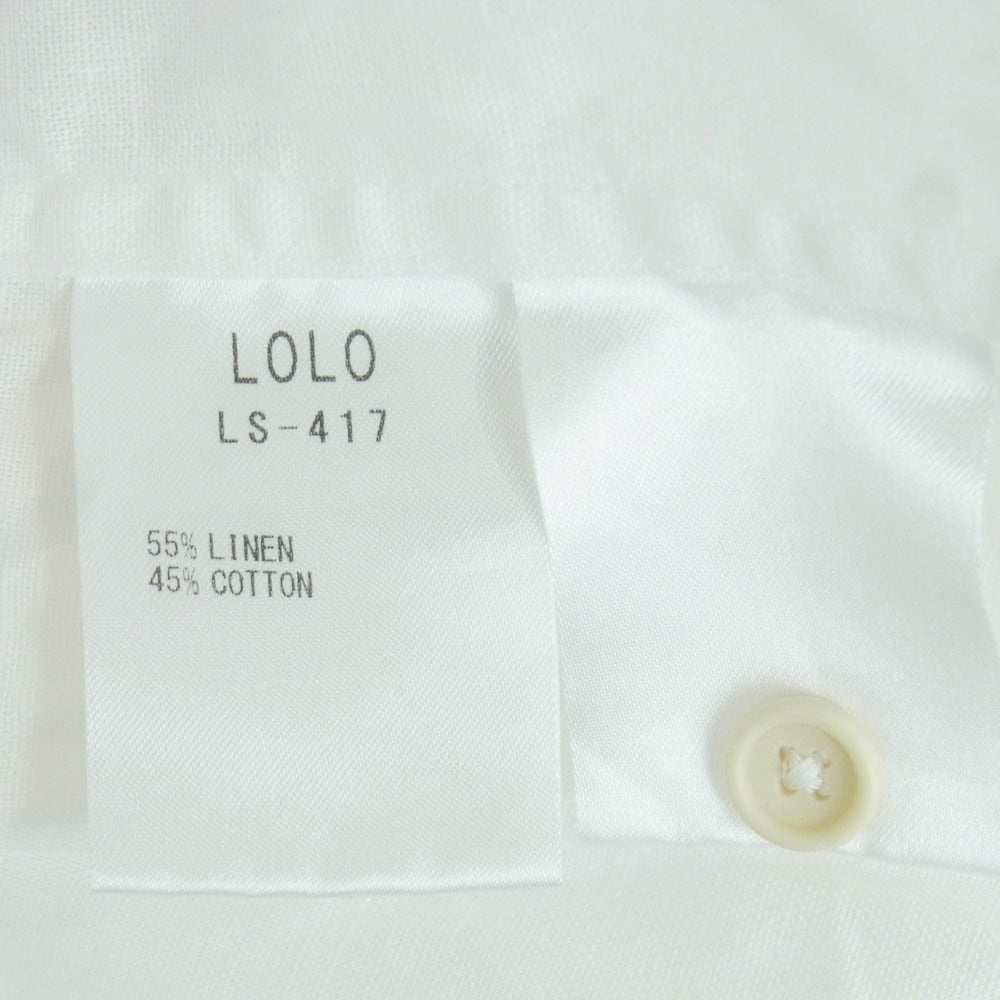 ロロ LS-417 コットン リネン 長袖 シャツ 日本製 ホワイト系 M【中古】