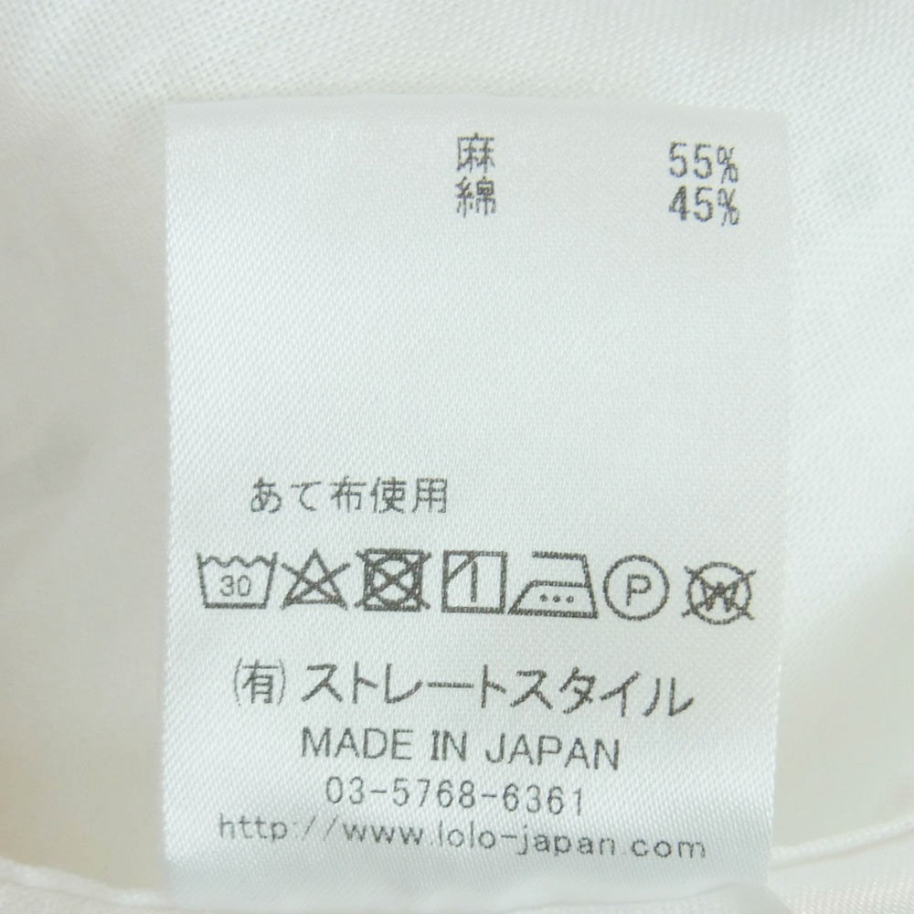 ロロ LS-417 コットン リネン 長袖 シャツ 日本製 ホワイト系 M【中古】