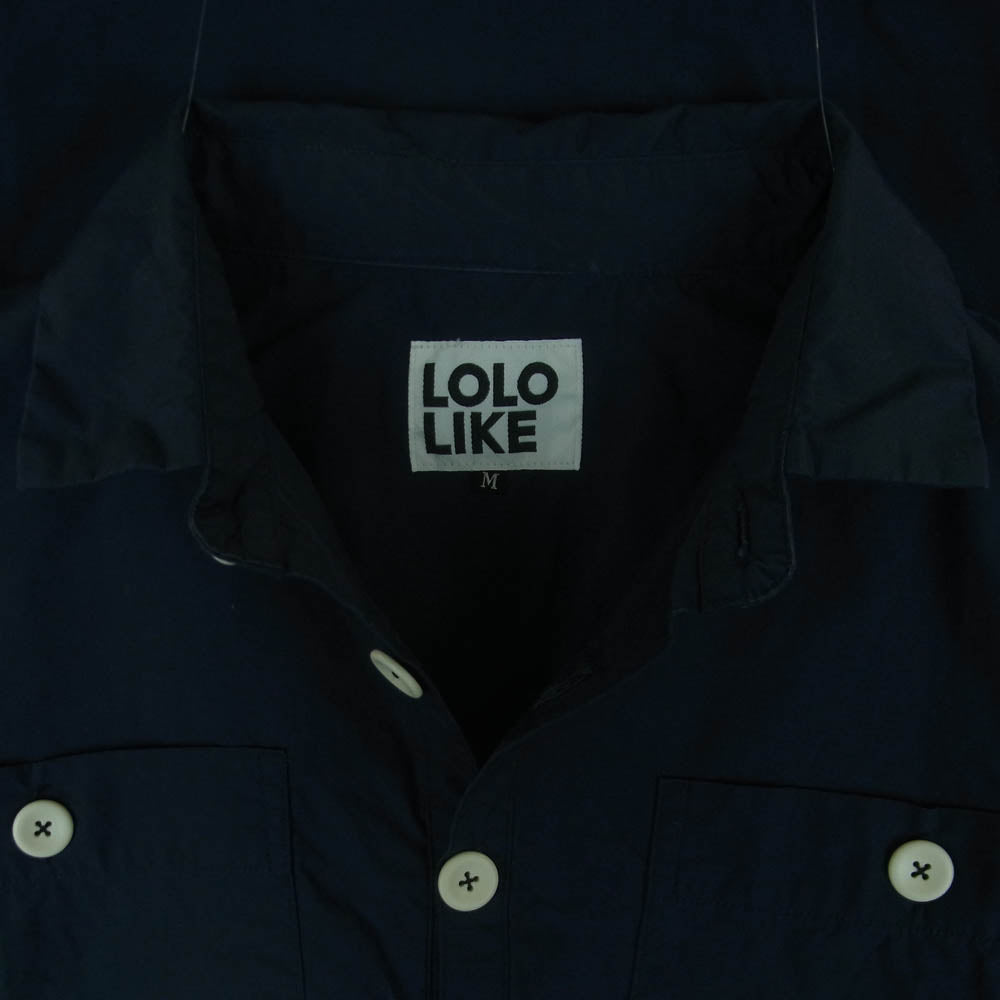 ロロ 2LS-78 LIKE プルオーバー ビッグ シャツ 長袖 コットン 日本製 ダークネイビー系 M【中古】