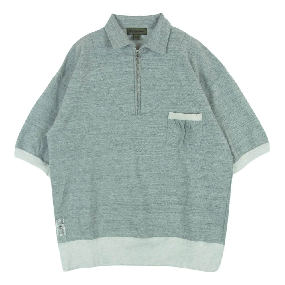 Nigel Cabourn ナイジェルケーボン 80500021006 ZIP-UP TRANNING SHIRT BUMPY バンピージャージー ハーフ ジップ スウェット 半袖 グレー系 48【中古】