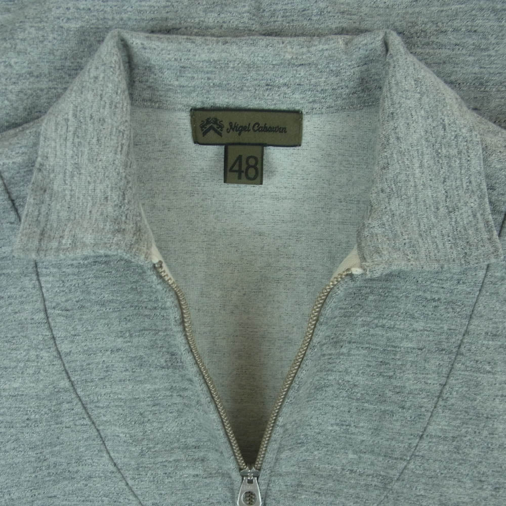 Nigel Cabourn ナイジェルケーボン 80500021006 ZIP-UP TRANNING SHIRT BUMPY バンピージャージー ハーフ ジップ スウェット 半袖 グレー系 48【中古】