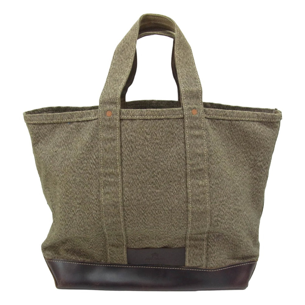 Nigel Cabourn ナイジェルケーボン 80420061001 40s TOTE BAG PEAT LABEL キャンバス レザー トート バッグ カーキ系【中古】
