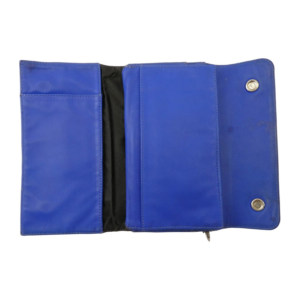 CHROME HEARTS クロムハーツ（原本無） WAVE BS FLUER ウェーブ BSフレアボタンソフトレザー ウォレット 長財布 ブルー系【中古】