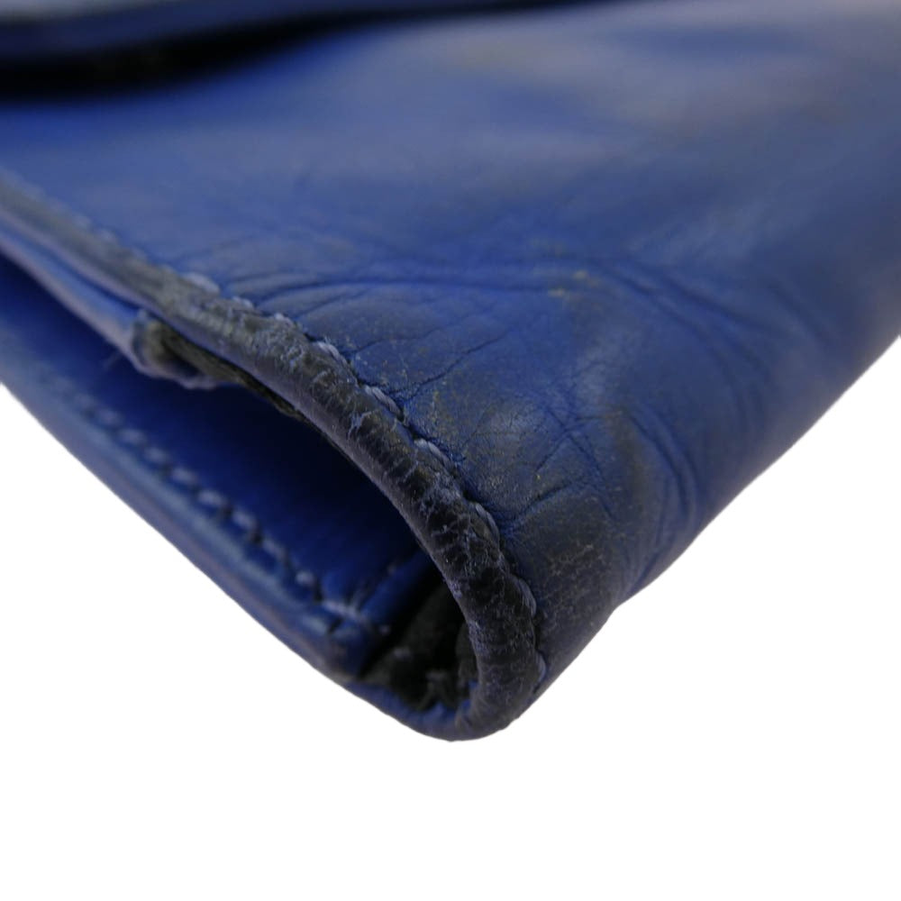 CHROME HEARTS クロムハーツ（原本無） WAVE BS FLUER ウェーブ BSフレアボタンソフトレザー ウォレット 長財布 ブルー系【中古】