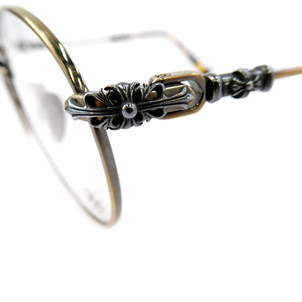 CHROME HEARTS クロムハーツ（原本無） 購入冊子付属 BUBBA-A ウェリントン クロステンプル サングラス メガネ 眼鏡 ゴールド系 マルチカラー系 49□22-145【中古】