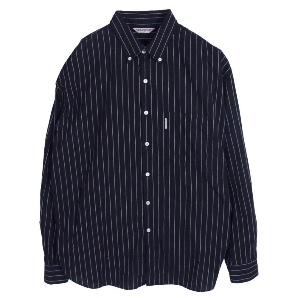 COOTIE クーティー ストライプ BD ボタンダウン 長袖 シャツ ブラック系 XL【中古】