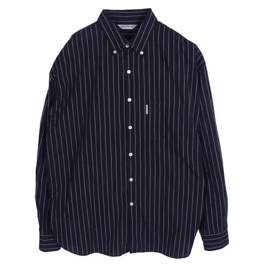 COOTIE クーティー ストライプ BD ボタンダウン 長袖 シャツ ブラック系 XL【中古】