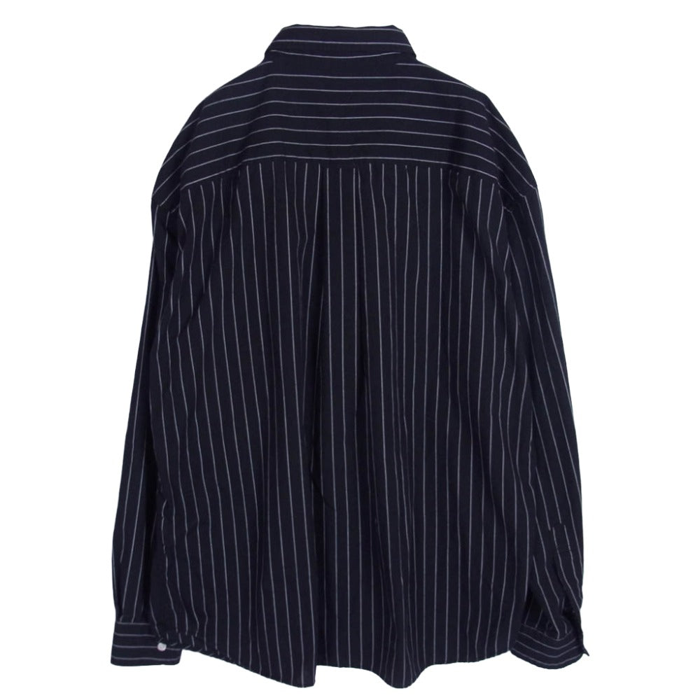 COOTIE クーティー ストライプ BD ボタンダウン 長袖 シャツ ブラック系 XL【中古】