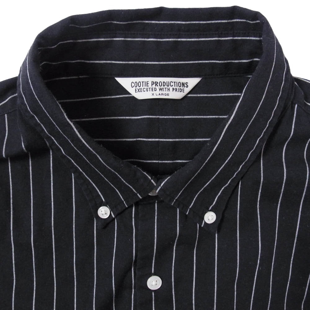 COOTIE クーティー ストライプ BD ボタンダウン 長袖 シャツ ブラック系 XL【中古】