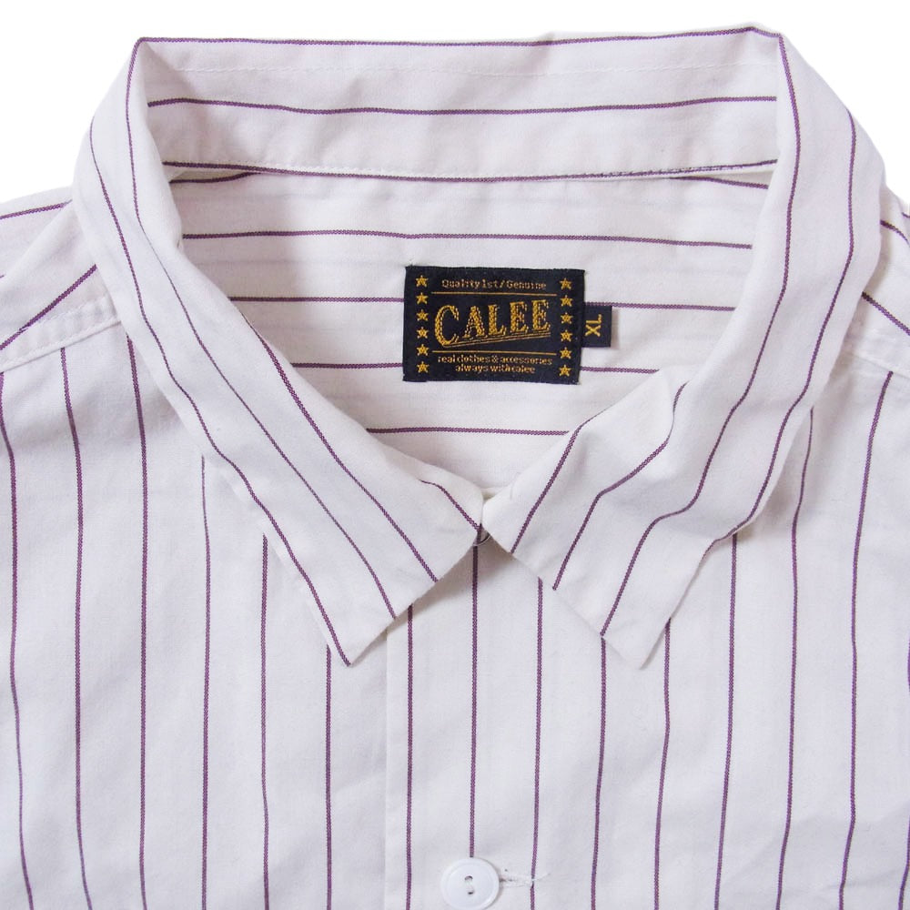CALEE キャリー ストライプ ワーク 長袖 シャツ ライトブラウン系 XL【中古】